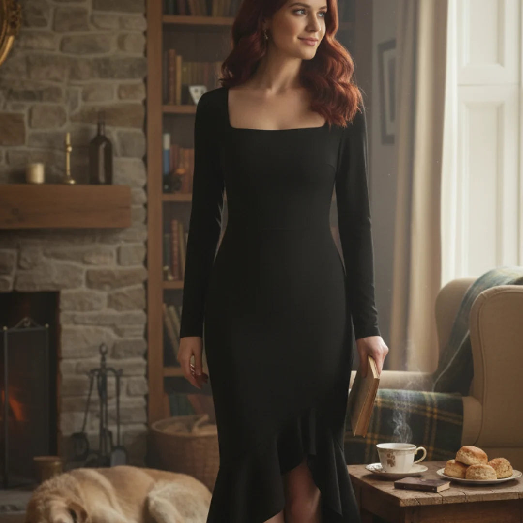 Dress European And American U-collar Slim