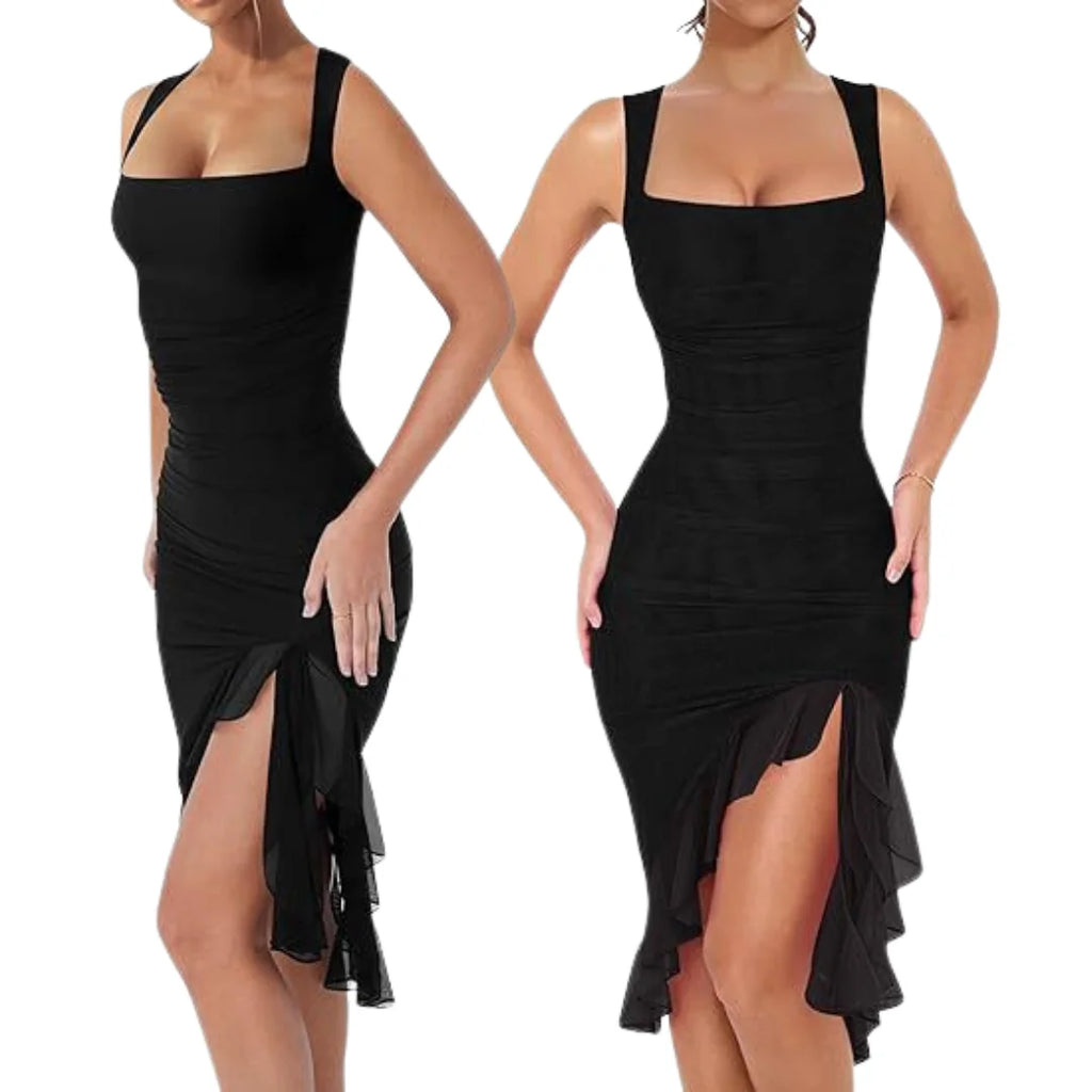 Dress European And American U-collar Slim