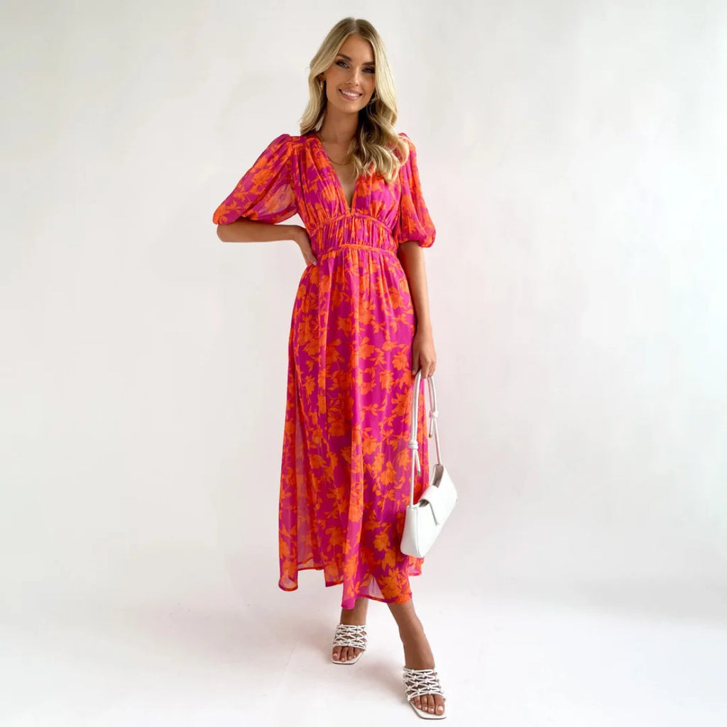 Dress Summer Printed V-neck