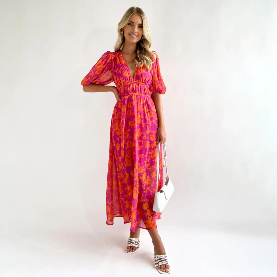 Dress Summer Printed V-neck