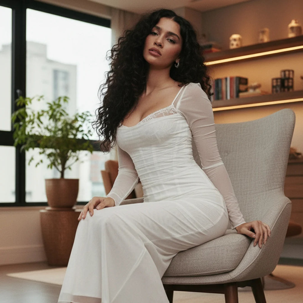 Dress Wedding Guest Fishvone Braces Long