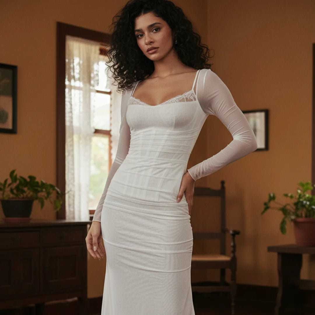 Dress Wedding Guest Fishvone Braces Long