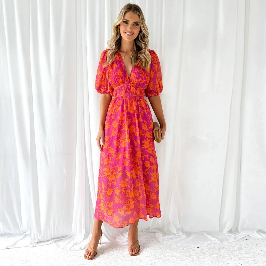 Dress Summer Printed V-neck